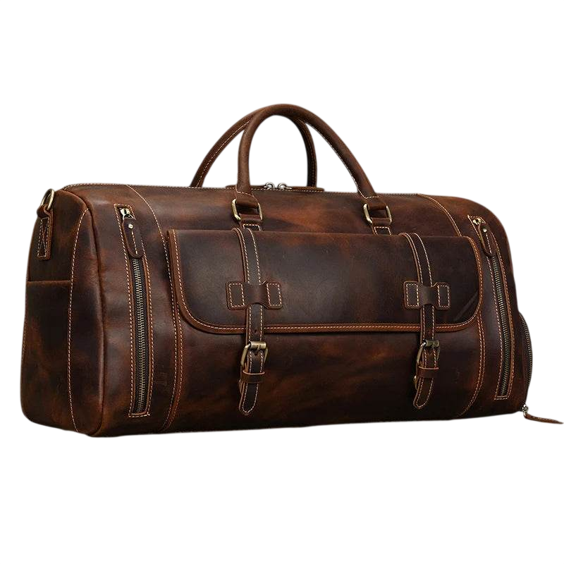 Large Travel Bag Genuine Leather Vintage Luggage Weekender
