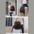 Mens Leather Backpack Collapsible Chair Large Capacity - VacationGrabs