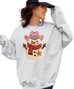 Latch Hook Cowboy Snowman Graphic Sweatshirt