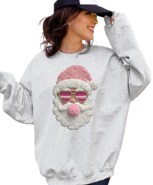 Latch Hook Santa BubbleGum Graphic Sweatshirt