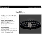 Lava stone pet bracelet featuring paw print design, suitable for men's casual fashion