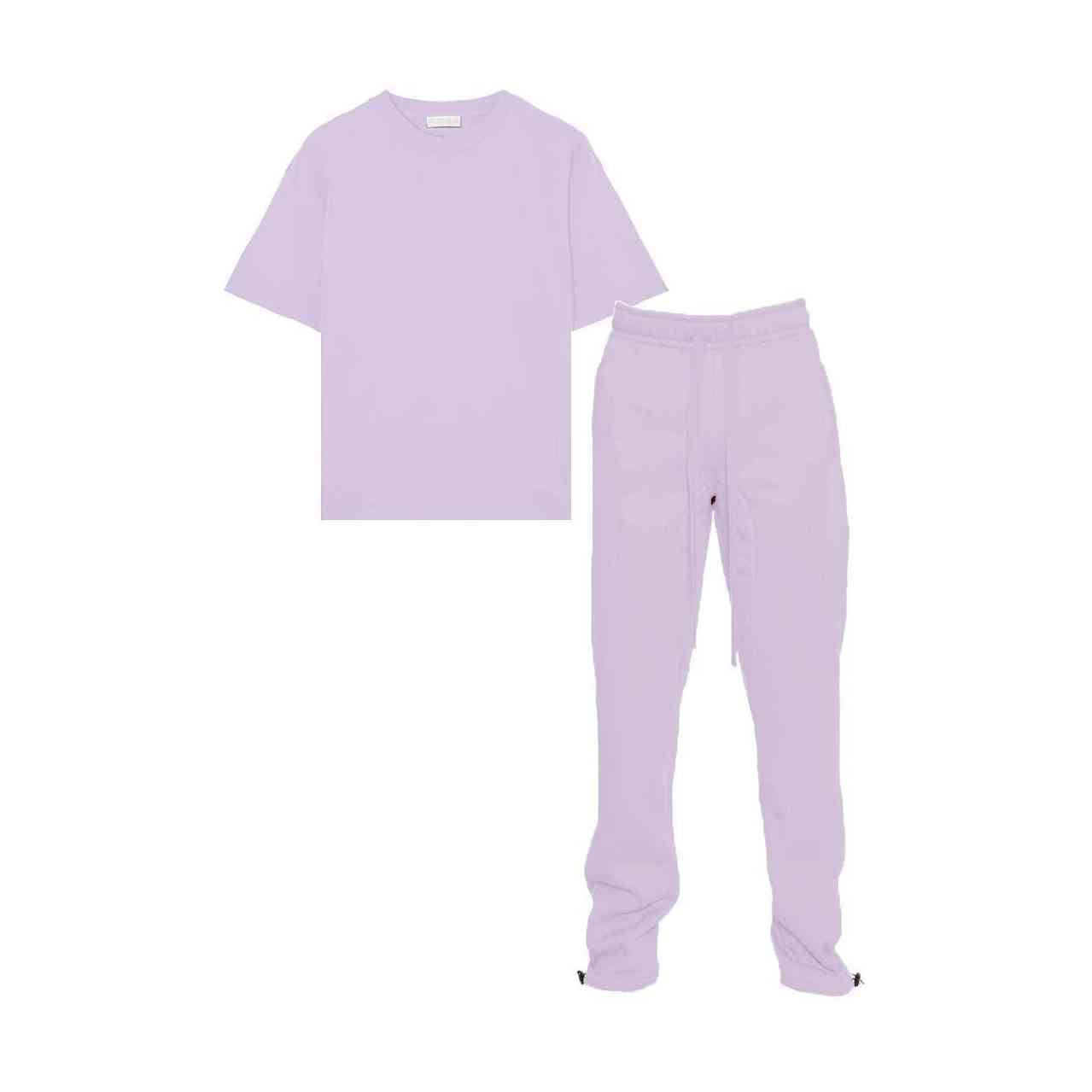 Lavender Tshirt Ankle Toggle Sweatpants Set - VacationGrabs