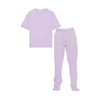 Lavender Tshirt Ankle Toggle Sweatpants Set - VacationGrabs