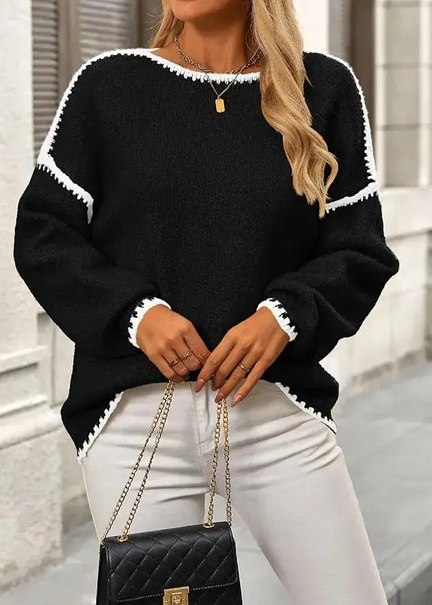 LÁVINE™ Pull en maille oversize pour femme – Gros pull douillet