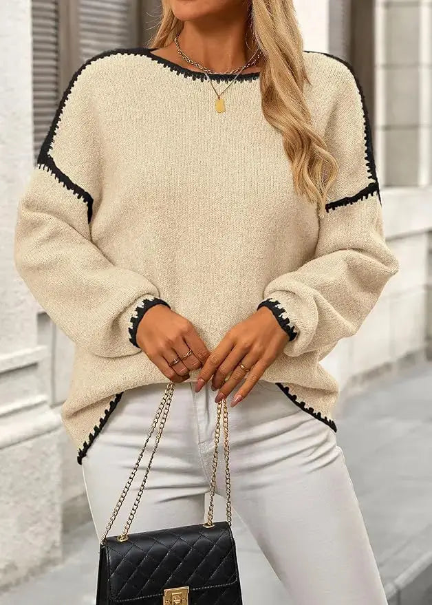LÁVINE™ Pull en maille oversize pour femme – Gros pull douillet