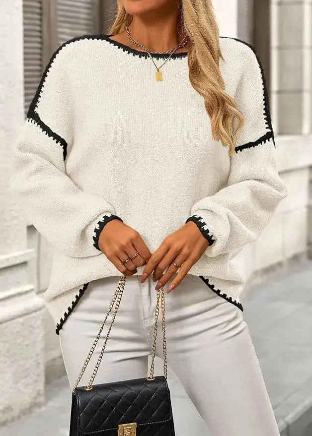 LÁVINE™ Pull en maille oversize pour femme – Gros pull douillet