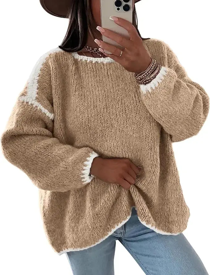 LÁVINE™ Oversized Knit Sweater Women – Cozy Chunky Pullover