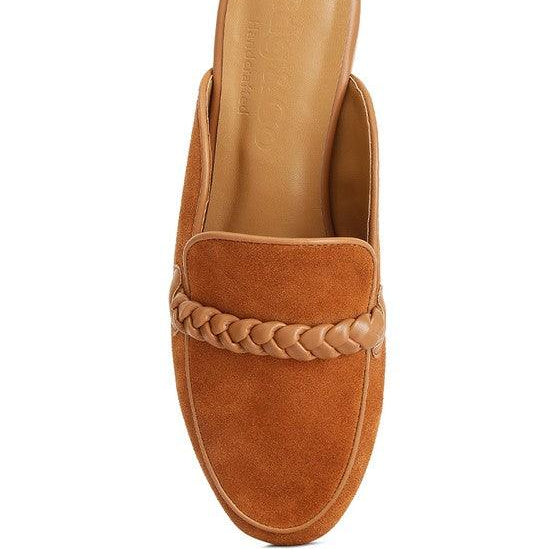 Women's Shoes - Flats Lavinia Suede Leather Braided Detail Mules