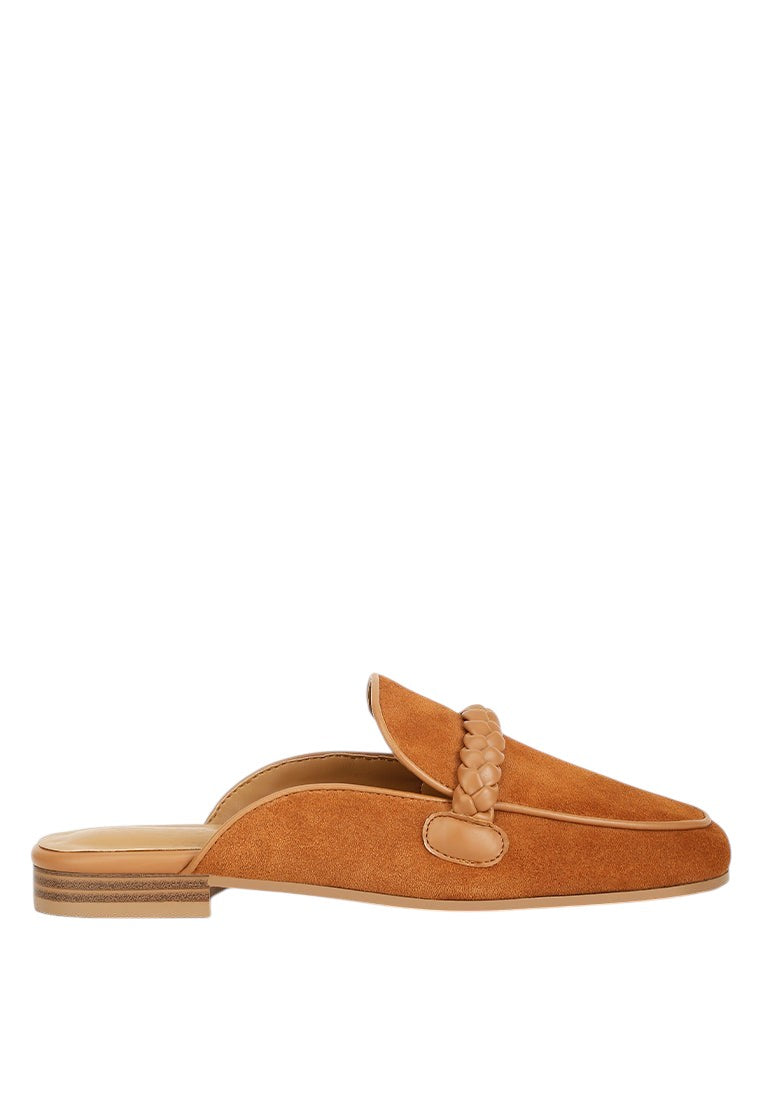 Lavinia Suede Leather Braided Detail Mules