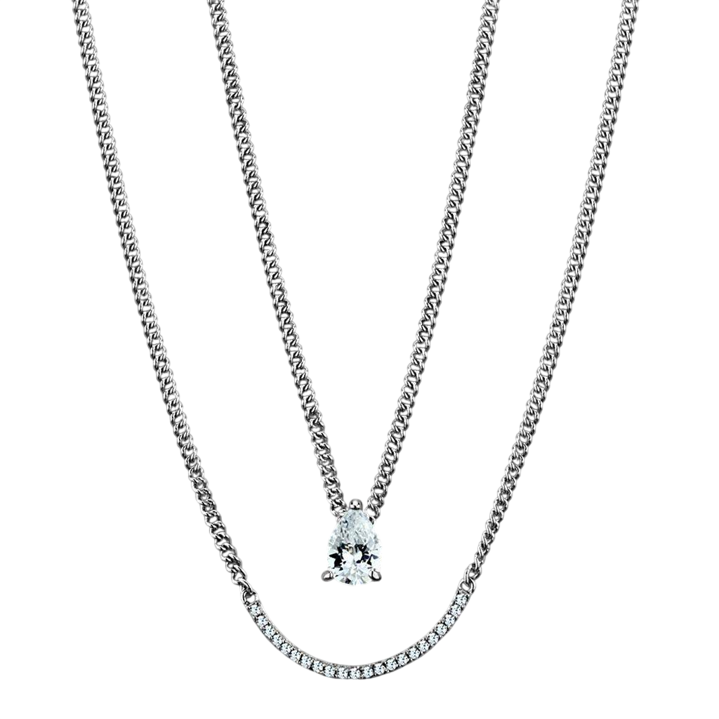 VacationGrabs Layered Chain Pendant with Cubic Zirconia
