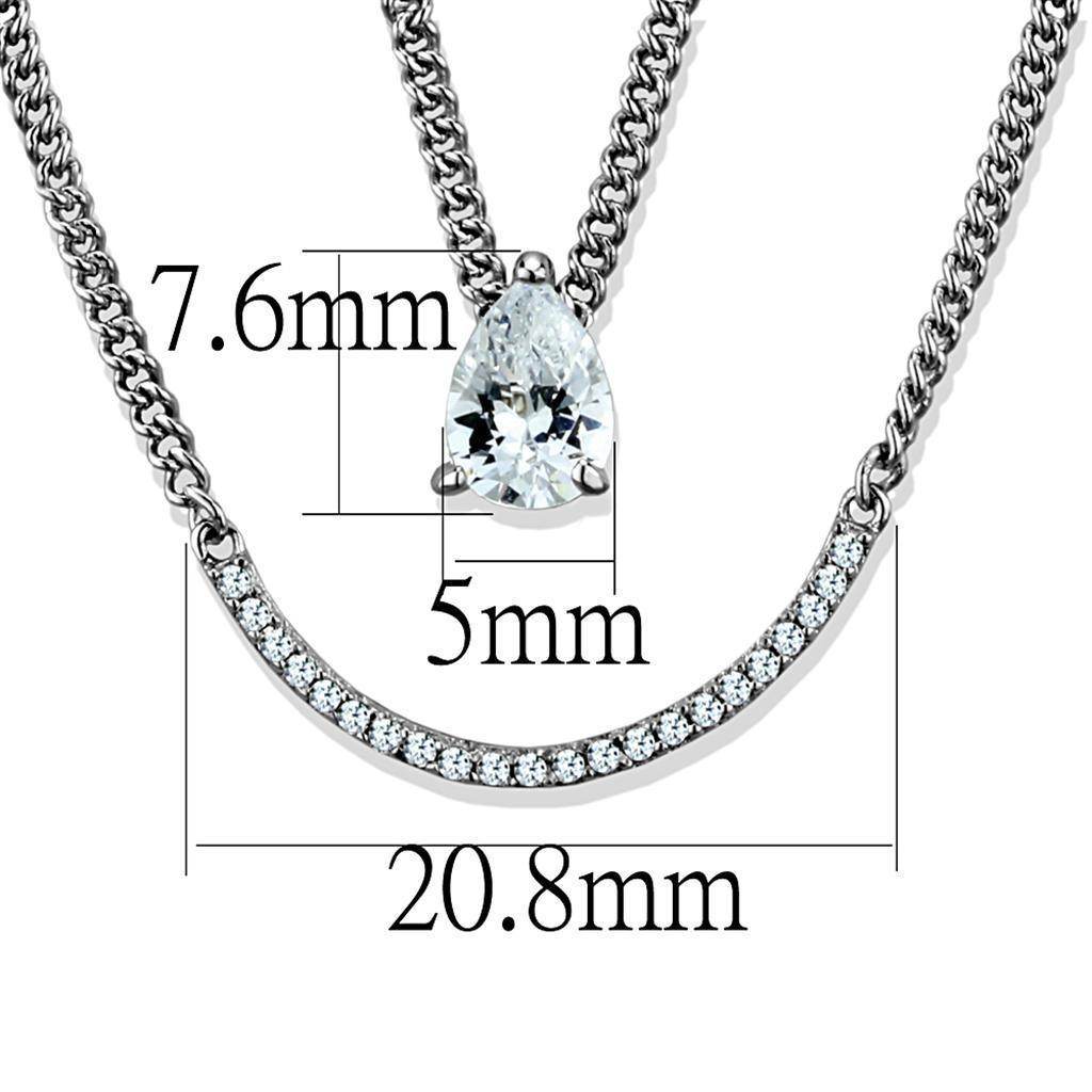 Layered chain pendant with cubic zirconia featuring a pear-shaped stone and elegant design for women