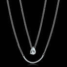 VacationGrabs layered chain pendant with cubic zirconia in silver featuring multiple chains and a sparkling drop design