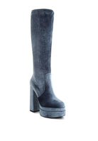 Women's Shoes - Boots Lazuli High Block Heel Velvet Boot