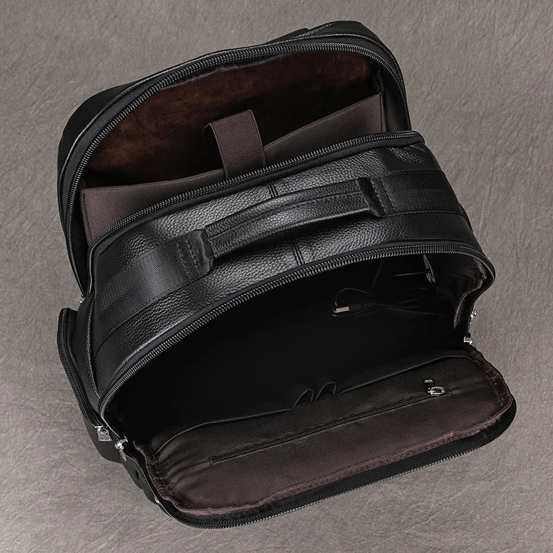Black leather backpack backpack for daily use with ample storage