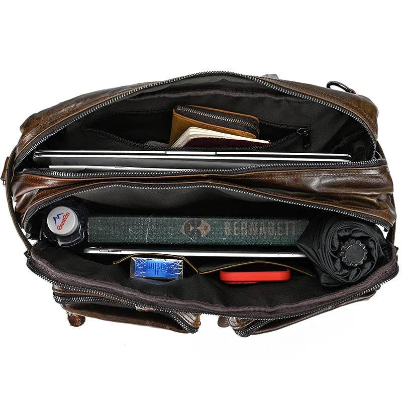 Brown leather backpack backpack, spacious interior for daily use