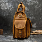 Tan leather bag for laptop, durable and stylish for everyday use