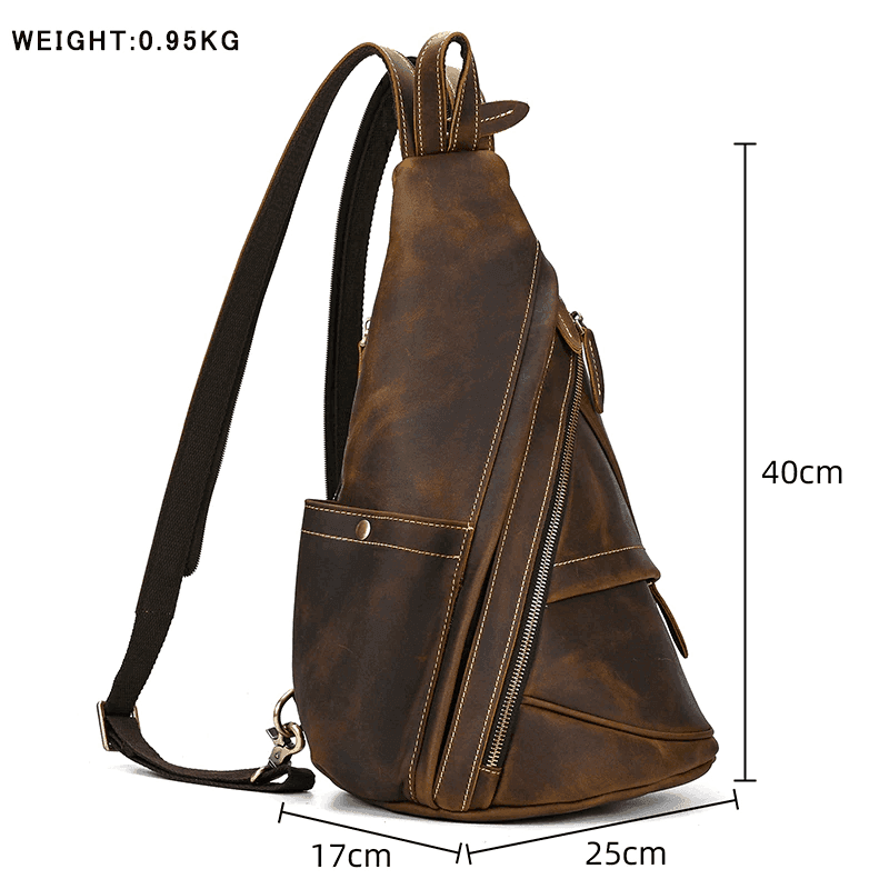 Stylish leather black sling bag with multiple compartments for everyday use and travel