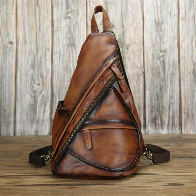 Stylish leather black sling bag with multiple compartments for practical daily use