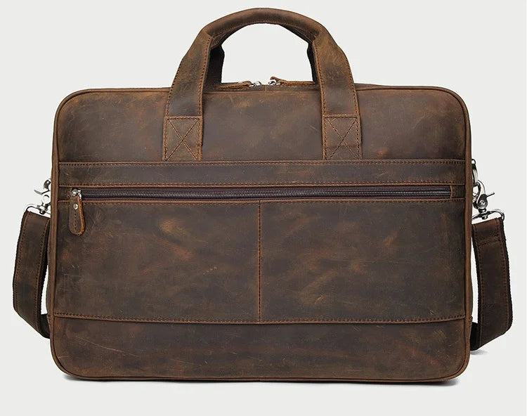 brown leather briefcase for professional use and travel