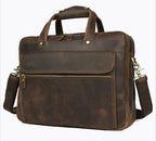 Brown leather briefcase for business professionals and travel