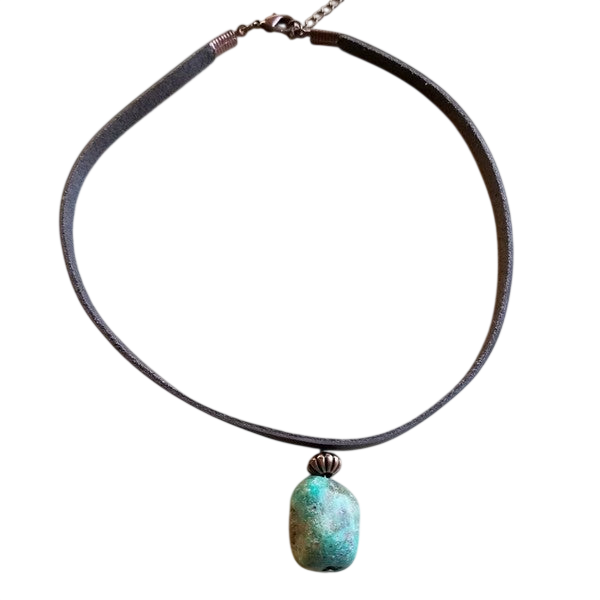 Leather Choker with African Turquoise accent