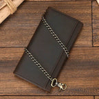 Brown leather clip wallet for men with chain attachment and sleek design for everyday use