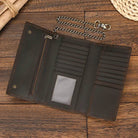 Leather clip wallet for men featuring multiple card slots and a secure zip pocket
