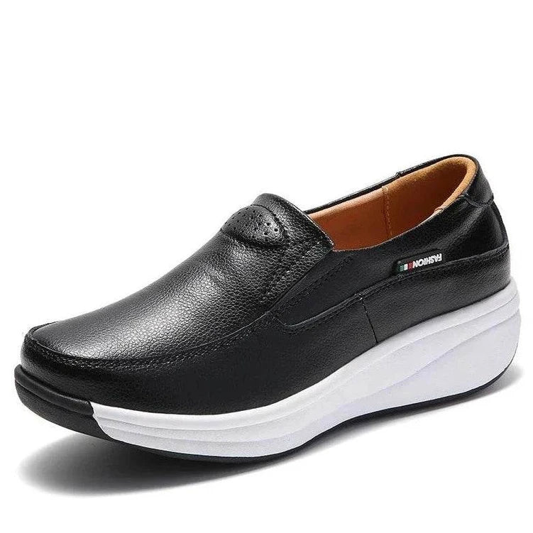 Leather Comfort Wedge Moccasins Orthopedic Slip-On Shoes - VacationGrabs