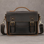 Leather crossbody mini bag in dark brown, perfect for casual outings