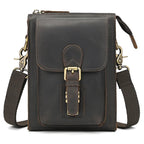 Leather crossbody mini bag in dark brown, perfect for everyday use