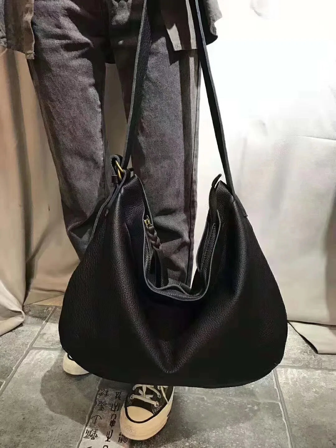 Black leather crossbody mini bag for everyday use