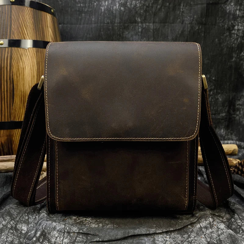 Brown leather crossbody mini bag, perfect for daily use