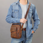 Brown leather crossbody mini bag for casual outings