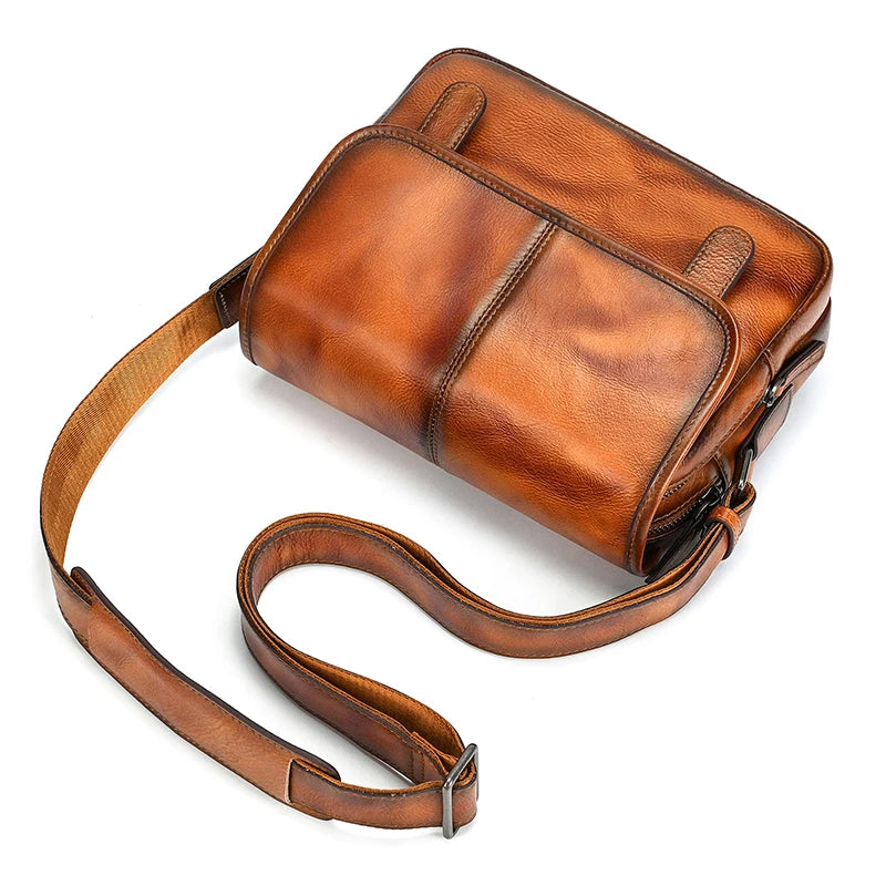 Leather crossbody mini bag in brown for casual outings