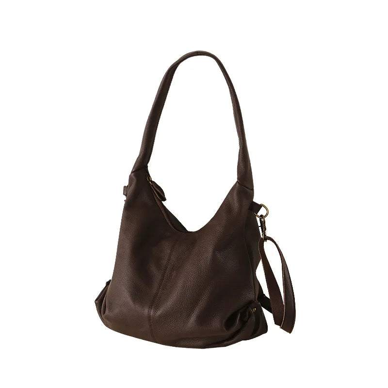 Brown leather crossbody mini bag for casual daily use