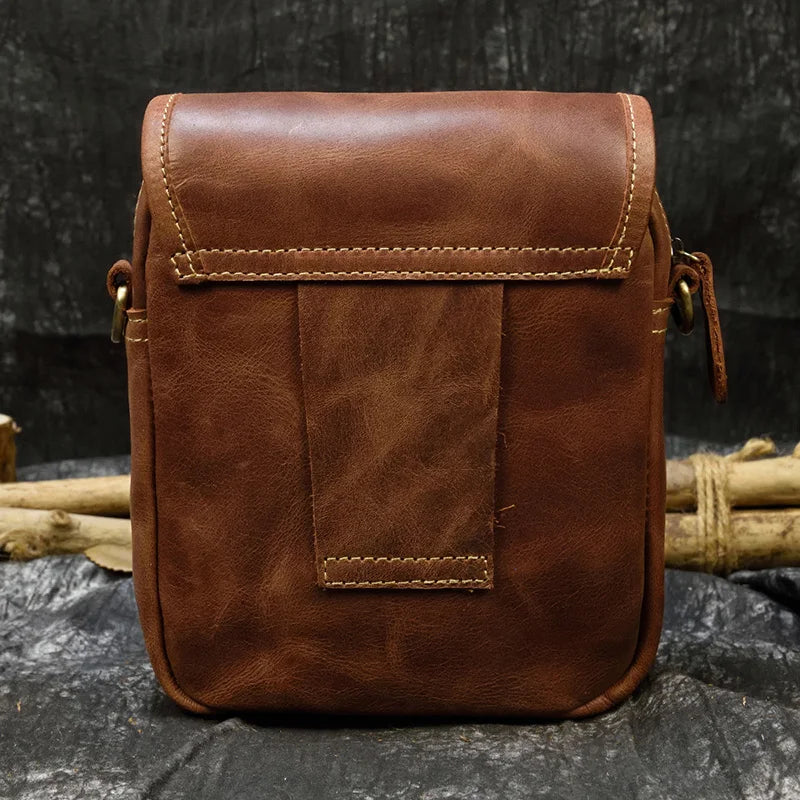 Leather crossbody mini bag in brown, perfect for daily use