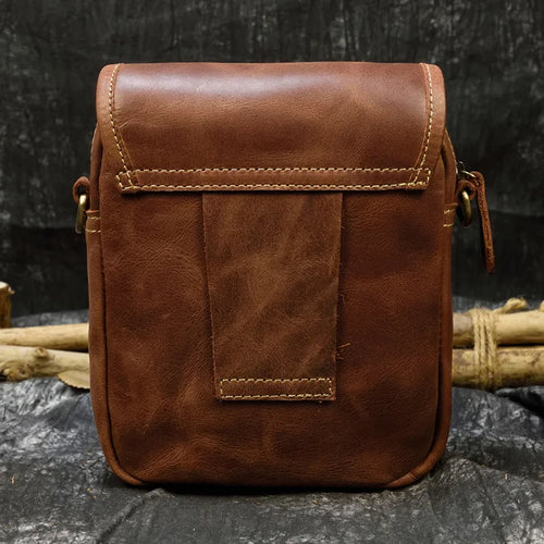 Leather crossbody mini bag in brown, perfect for daily use