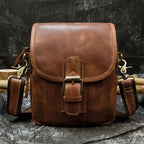 Brown leather crossbody mini bag with adjustable strap for daily use