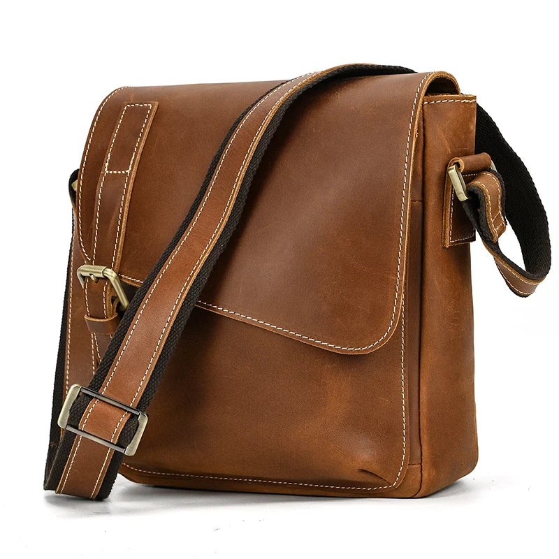 Brown leather crossbody mini bag, stylish accessory for daily use