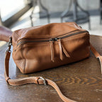 Leather crossbody mini bag in tan, perfect for everyday use