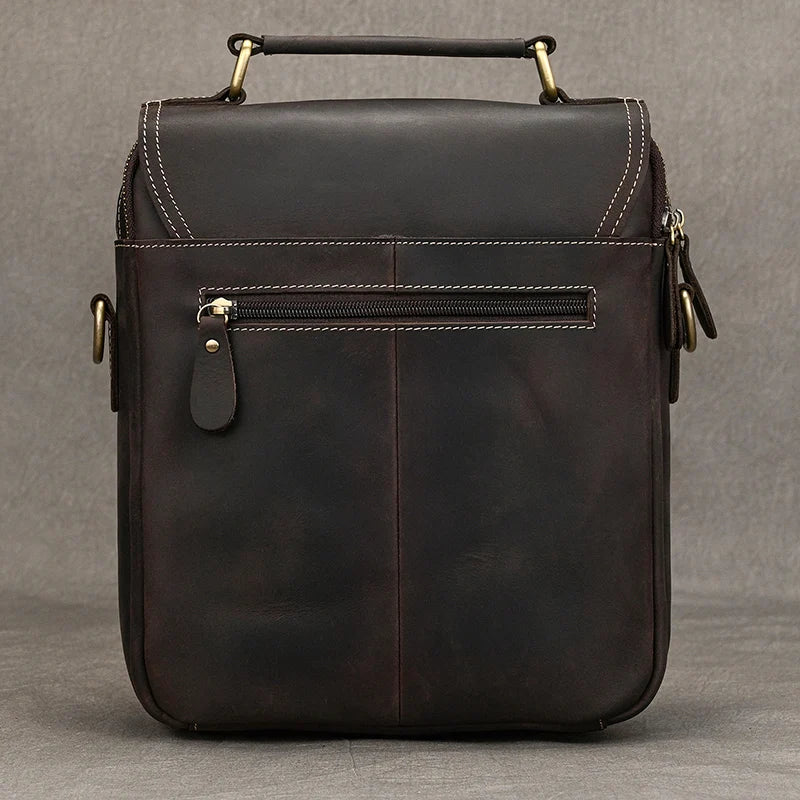 Dark brown leather crossbody mini bag, ideal for daily use