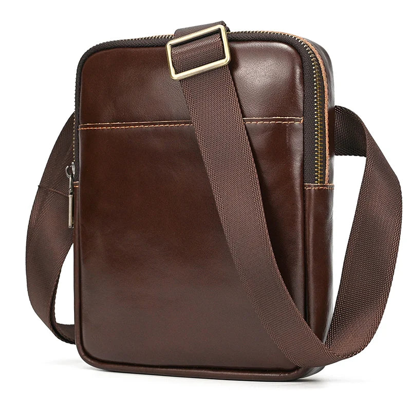 Brown leather crossbody mini bag for everyday use