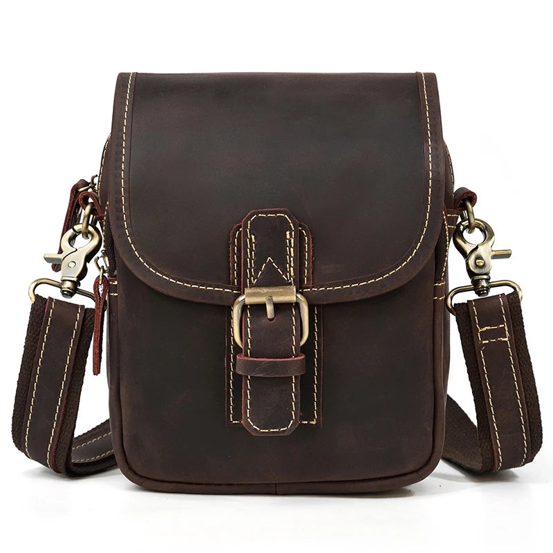 Brown leather crossbody mini bag for everyday use