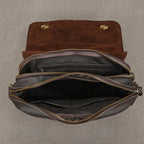 Brown leather crossbody mini bag with multiple pockets for organization