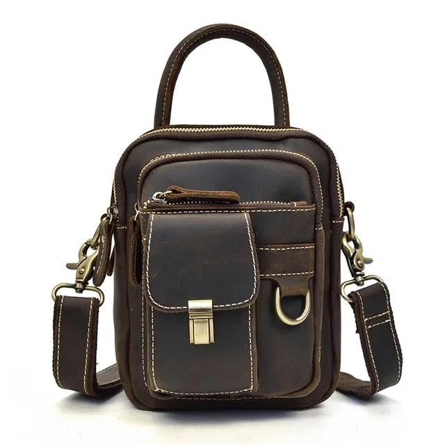 Brown leather crossbody mini bag for everyday use