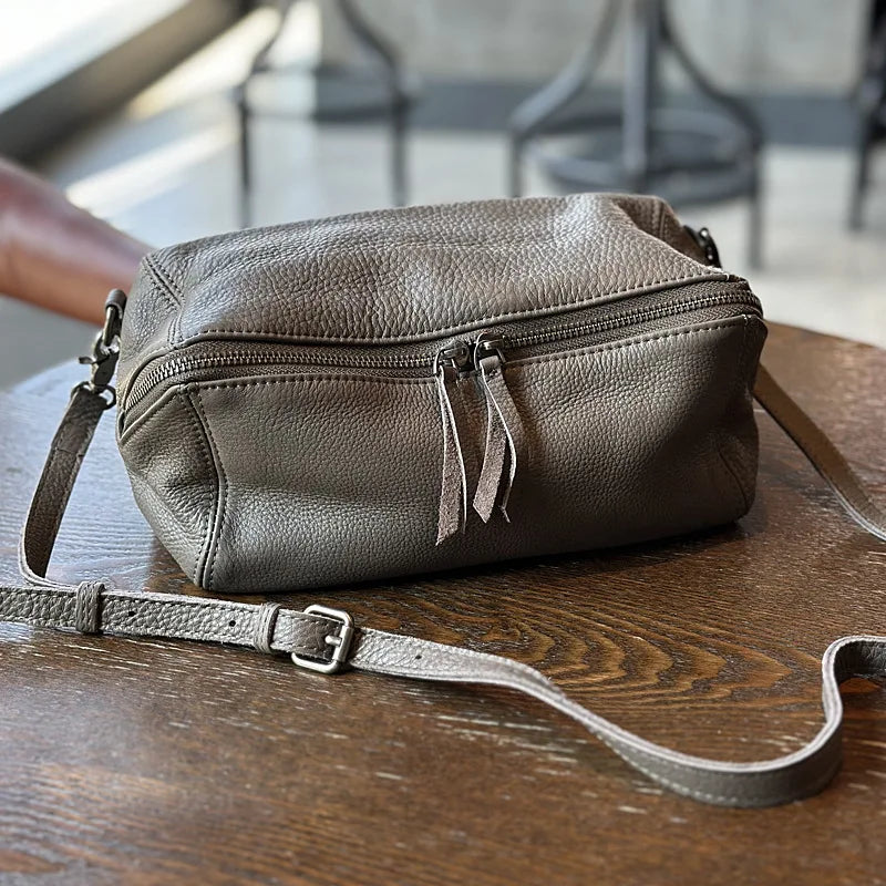 Brown leather crossbody mini bag, stylish and versatile for daily use