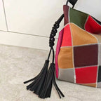 Colorful leather crossbody mini bag with stylish patchwork design