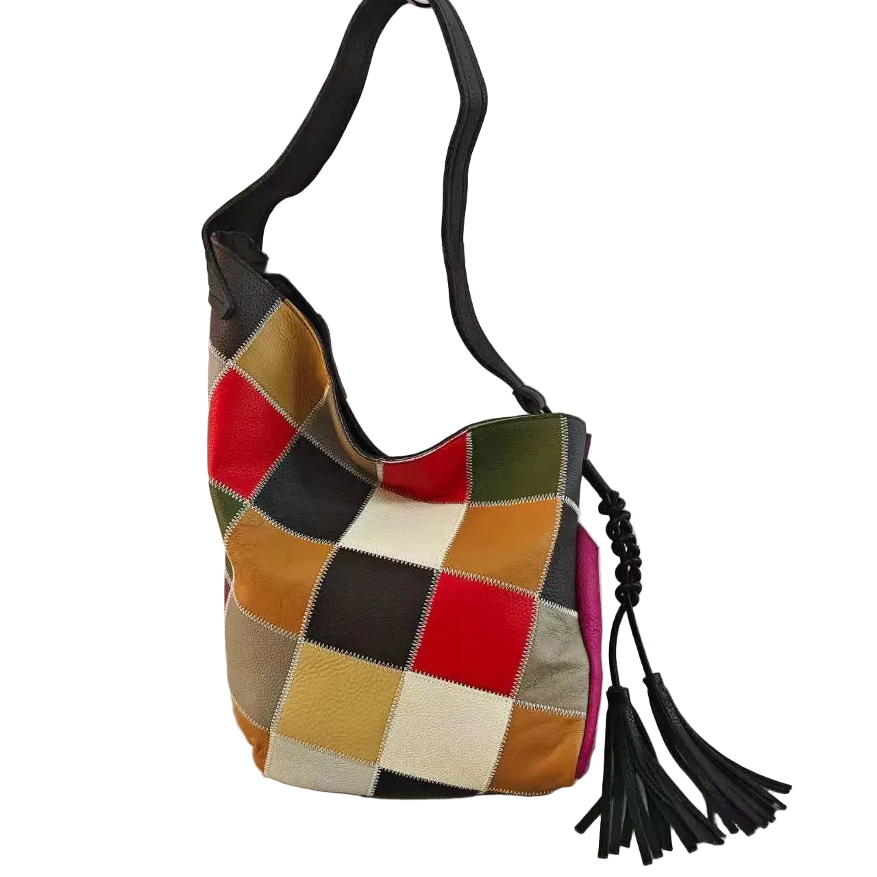 Colorful leather crossbody mini bag with tassel detail for everyday use