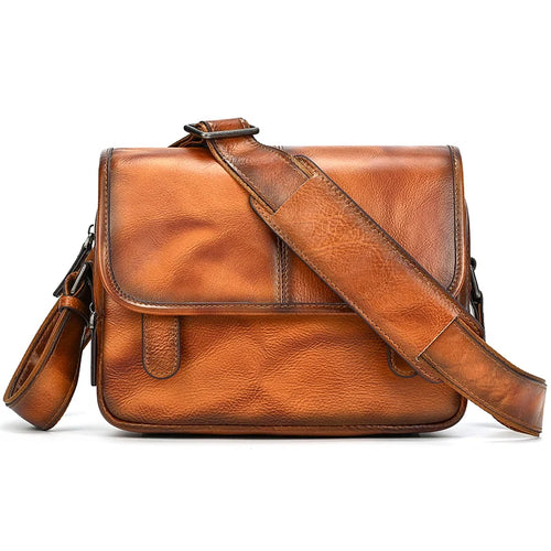 Leather crossbody mini bag in rich tan for everyday use