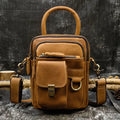 Women's brown leather crossbody mini bag for casual outings